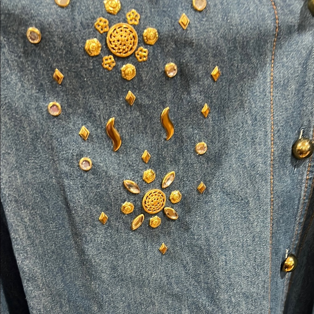 Monique Fashion Embellished Denim Button-Up Shirt -size 2X - Picture 4 of 9